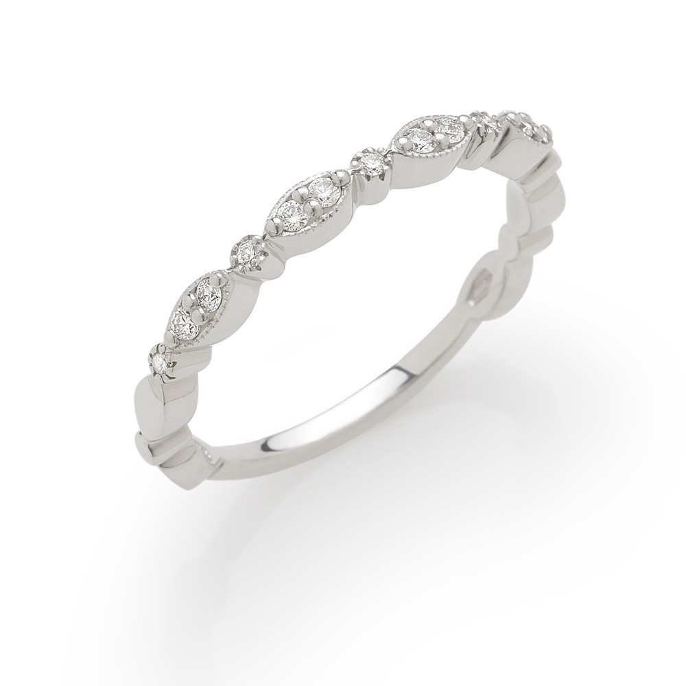 Bague Diamants 0.12ct en Or blanc palladié Doigt 54