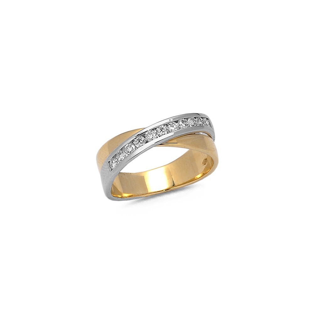 Bague Diamants 0.33ct en Or bicolore Doigt 55