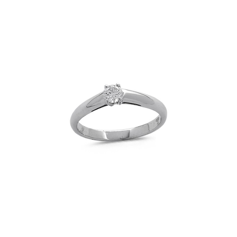 Bague solitaire Diamant 0.23ct en Or blanc Doigt 55