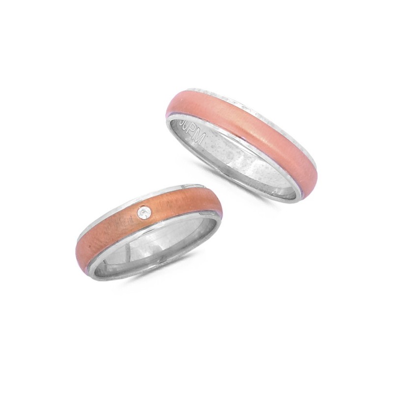 Alliance Femme Oxyde en Argent bicolore Doigt 54