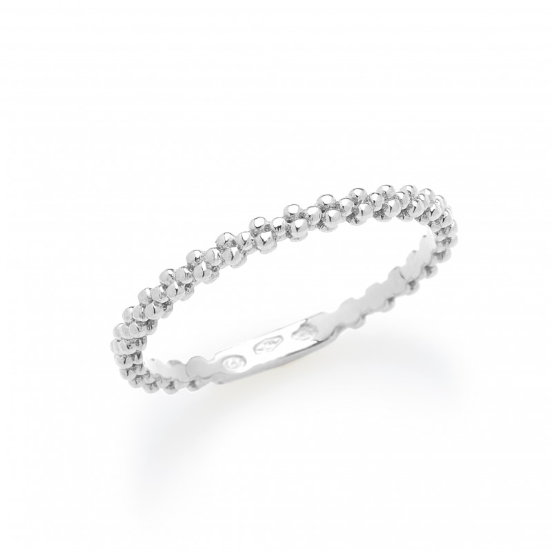 Bague Perlée En Or Blanc