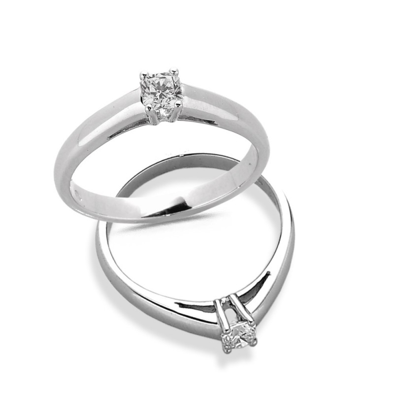 Bague Solitaire Diamant 0.25ct en Or blanc Doigt 55