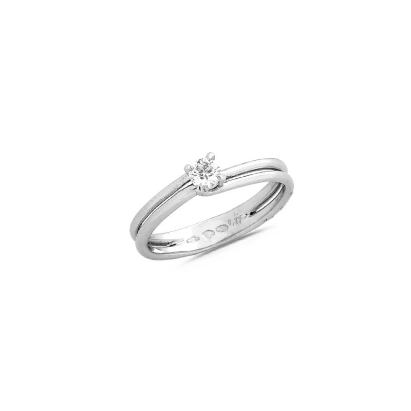 Bague solitaire Diamant 0.17ct en Or blanc Doigt 54
