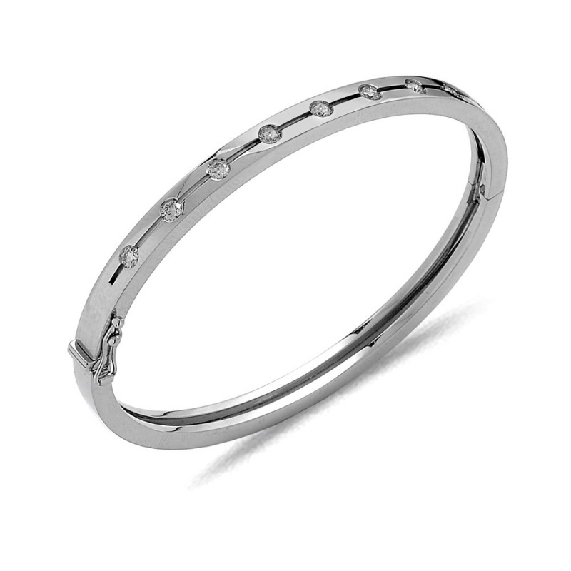 Bracelet jonc Diamants 0.65ct en Or blanc