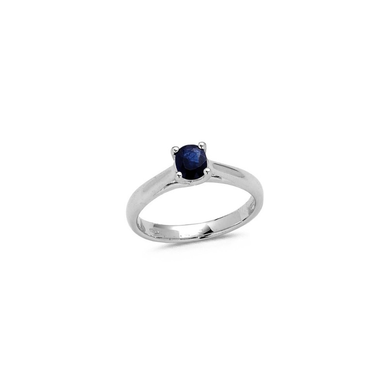 Bague Saphir 0.43ct sertis 4 Griffes en Or blanc Doigt 52