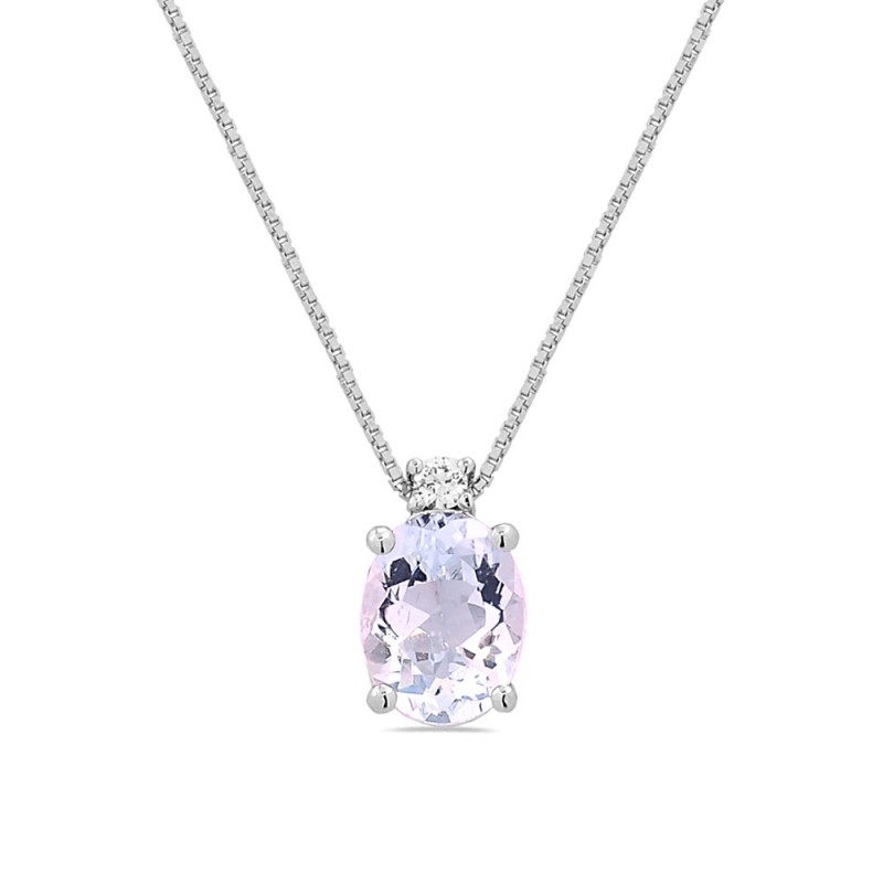 Collier Aigue-marine 1.00ct et Diamant 0.03ct en Or blanc
