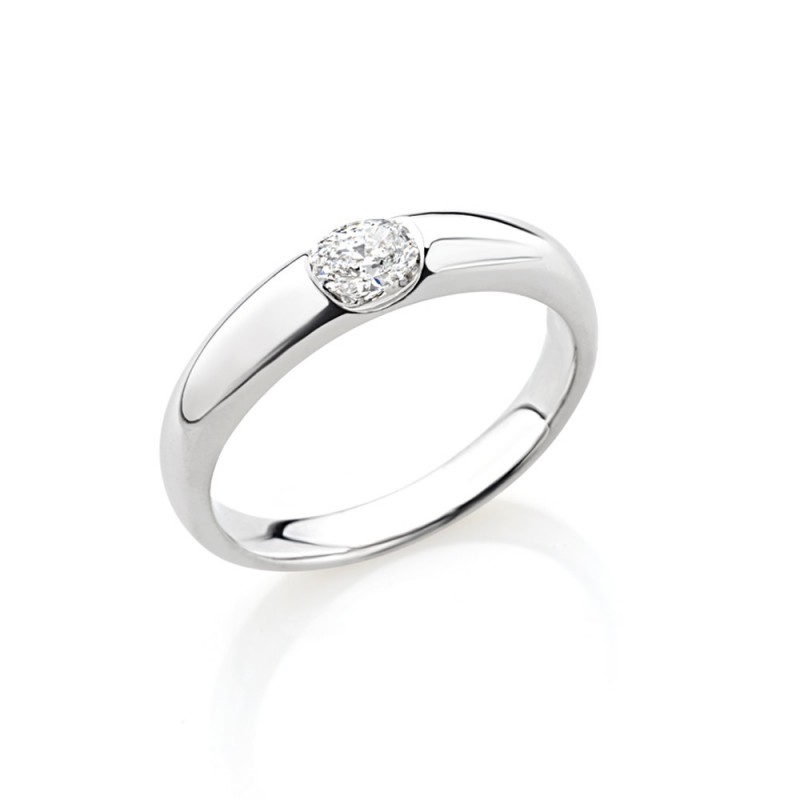 ELOISE 0881S Bague Jonc en Platine et Diamant Ovale 0.34ct FVVS2 Doigt 54