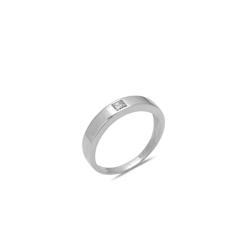 Solitaire Diamant 0.10ct en Or blanc palladié Doigt 54