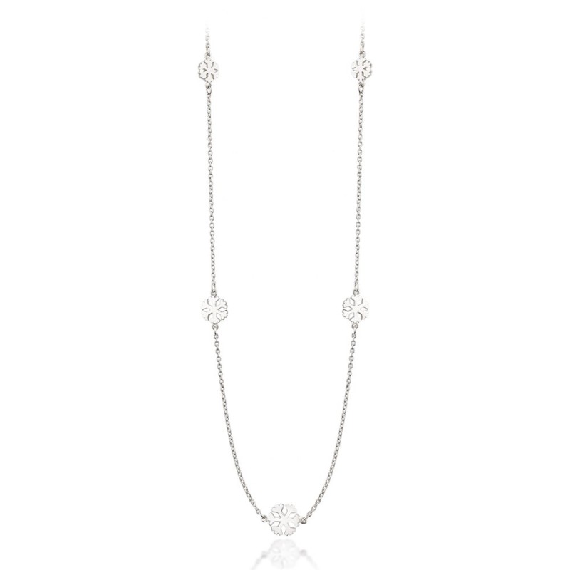 Collier 5 Flocons d'Amour 8mm, 10mm et 12mm en Argent 45cm