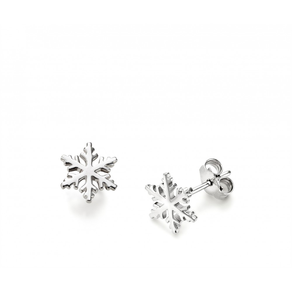 Boucles d'Oreilles Flocon d'Amour en Or blanc