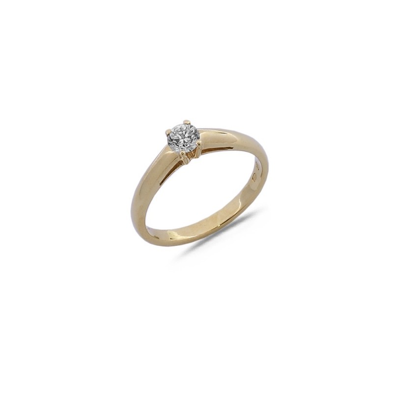 Bague solitaire Diamant 0.32ct en Or jaune Doigt 54
