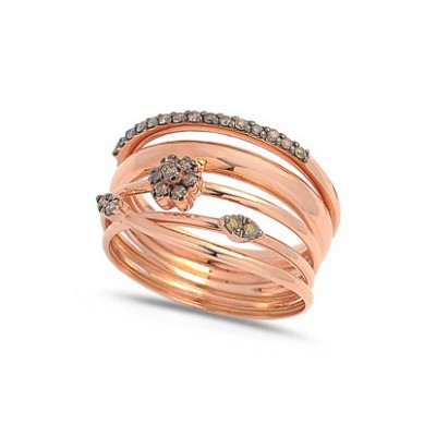Bague Diamants cognacs en Or rose