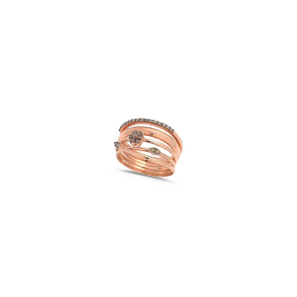 Bague Diamants cognacs en Or rose