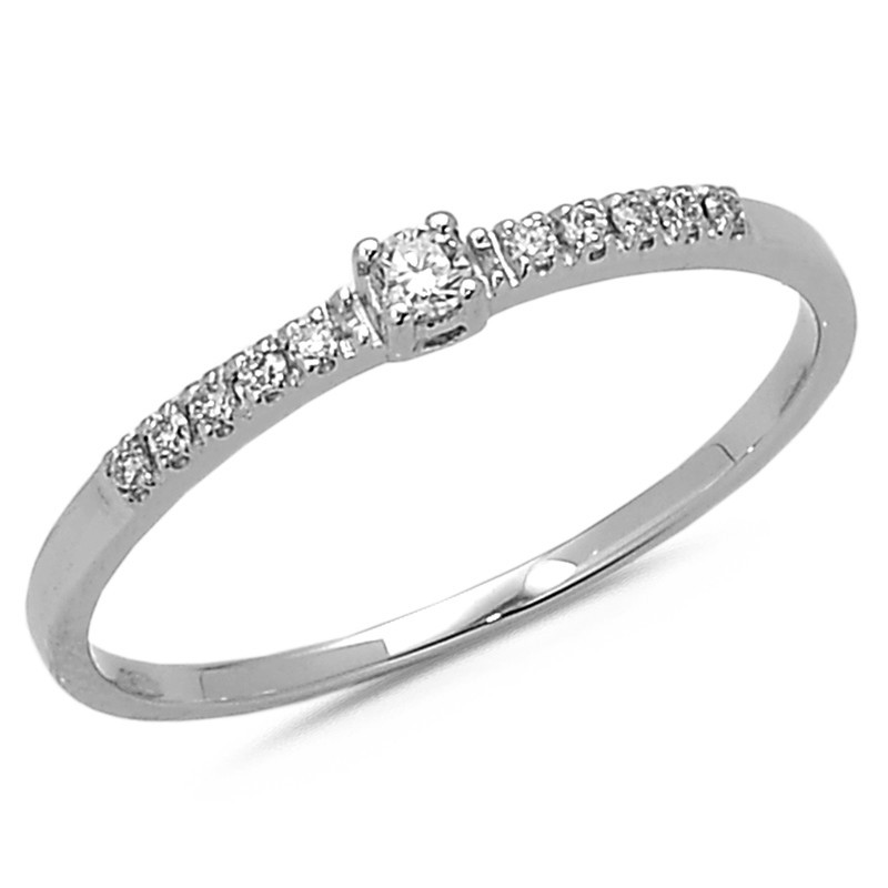 Bague solitaire accompagné Diamants en Or blanc