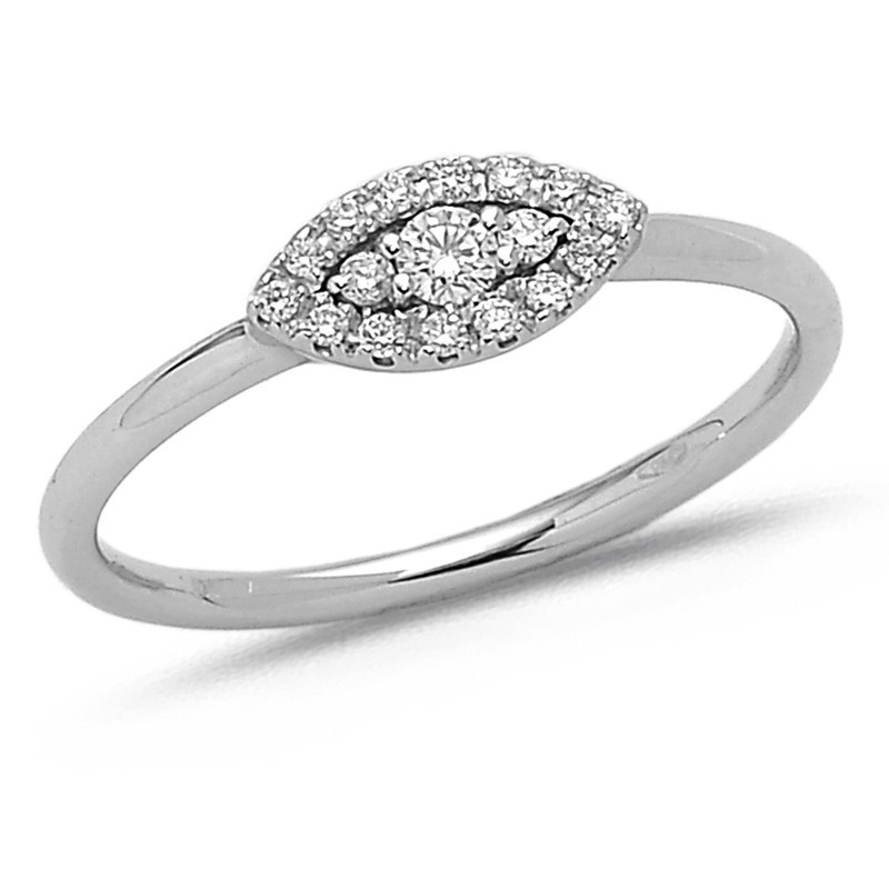 Bague Diamants 0.15ct en Or Blanc Doigt 53
