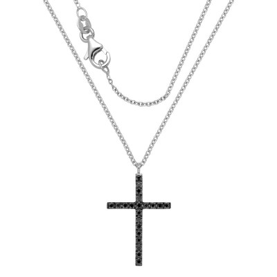 Collier Croix En Or Blanc 18kt Avec Diamants - Idéal Pour Anniversaire Ou Mariage