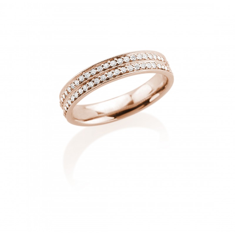 Alliance demi-tour Diamants 0.15ct Or rose