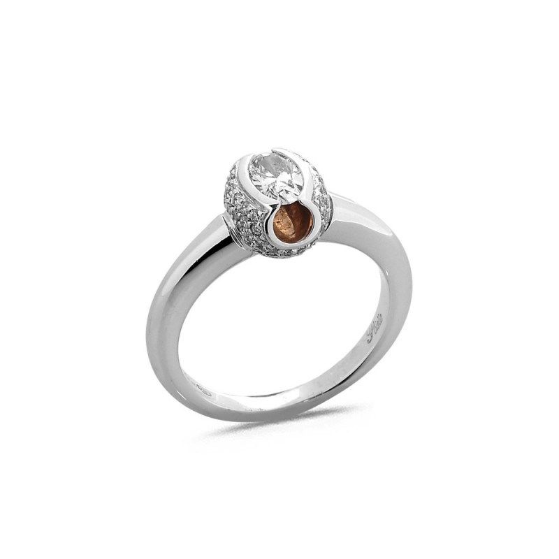 Bague façon Solitaire Diamants en Or blanc