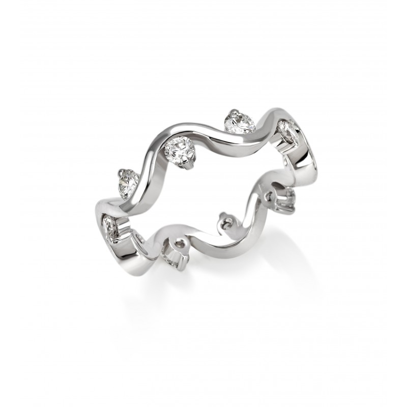 Alliance or blanc et diamants 