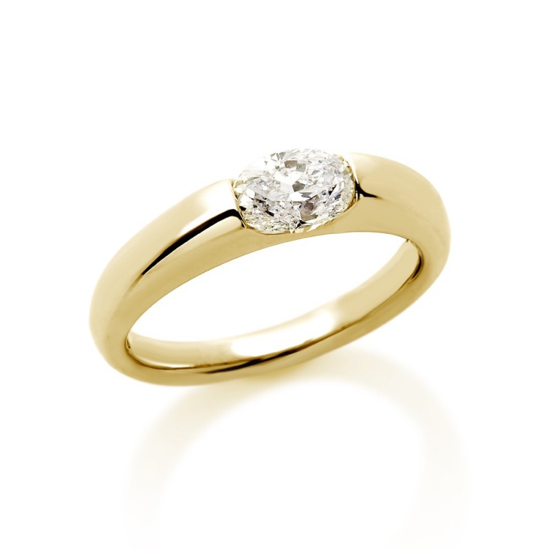 ELOISE 0881S Bague Jonc en Platine et Diamant Ovale 0.34ct FVVS2 Doigt 54