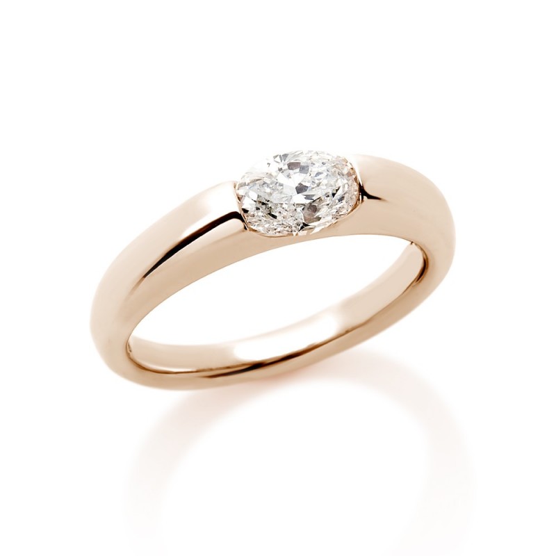 ELOISE 0881S Bague Jonc en Platine et Diamant Ovale 0.34ct FVVS2 Doigt 54
