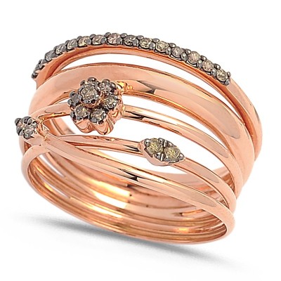 Bague Diamants cognacs en Or rose 2