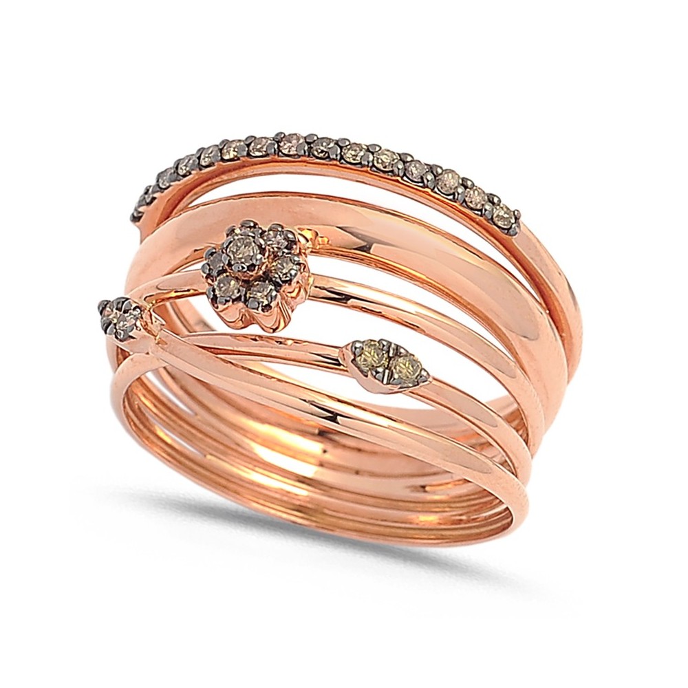Bague Diamants cognacs en Or rose