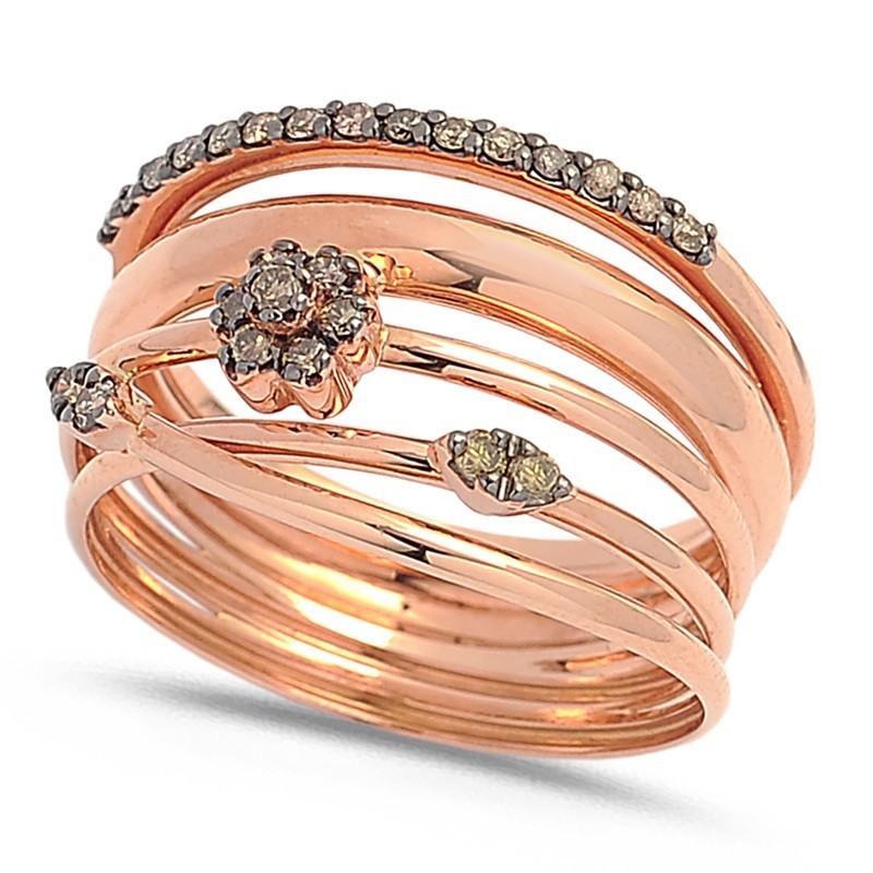 Bague Diamants cognacs en Or rose