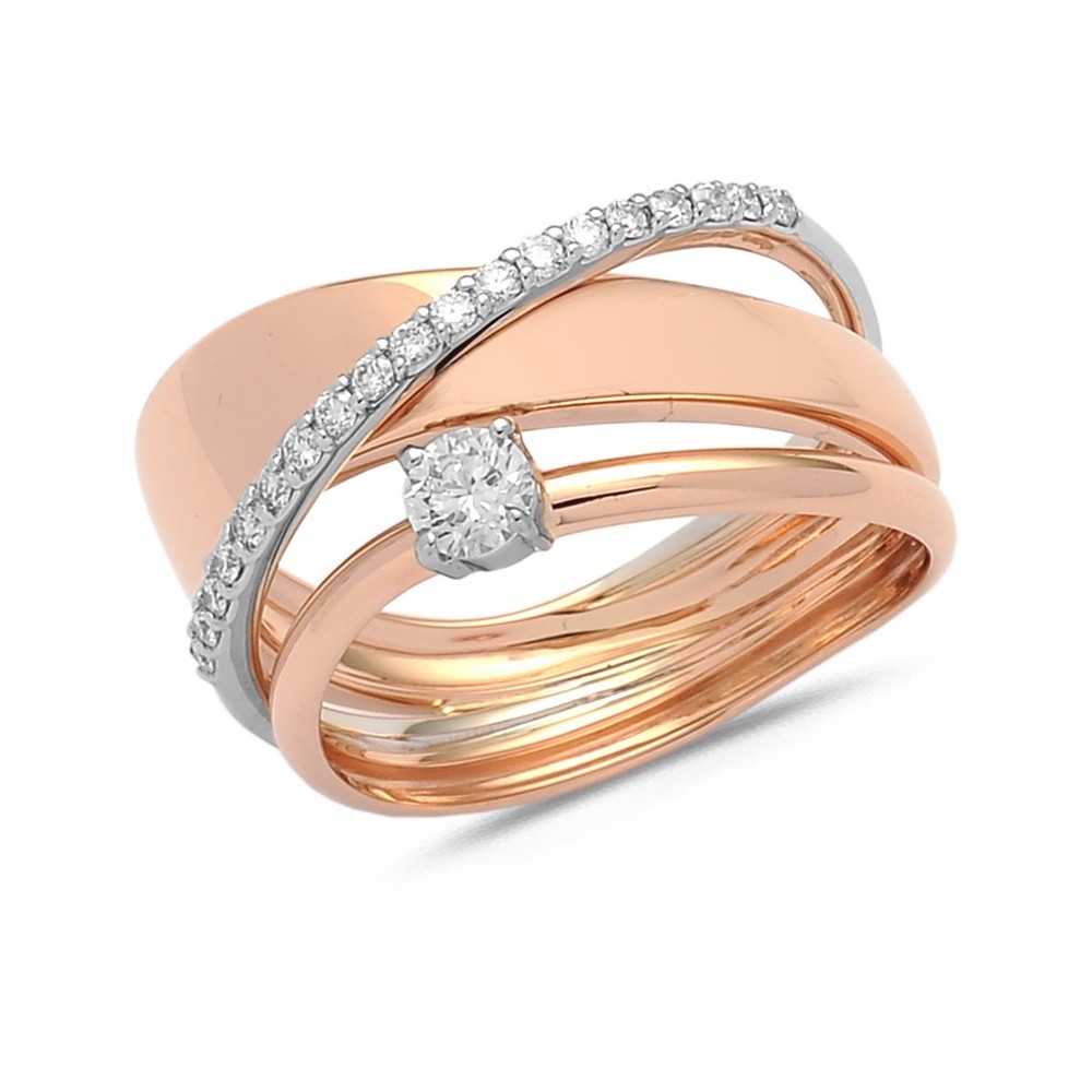 Bague diamants en or bicolore