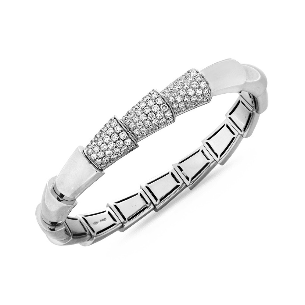 Bracelet SERPENT Diamants 0.79Ct Email Noire en Or Blanc 750 Mill.