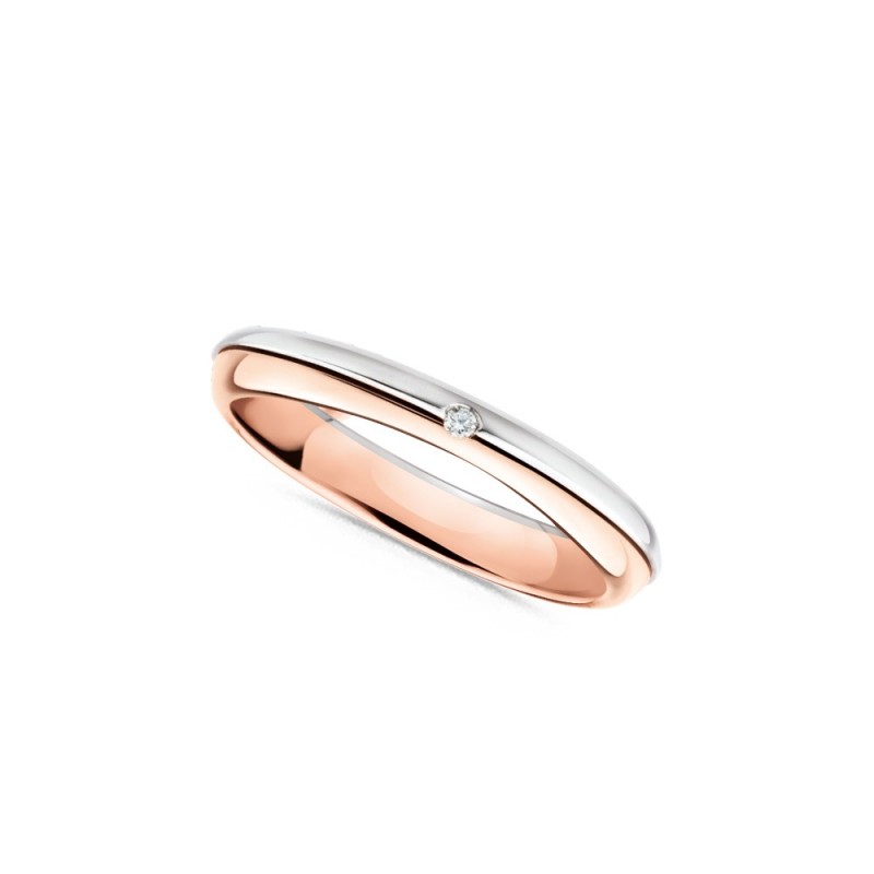 Alliance or blanc, or rose et diamant 0,01 carat