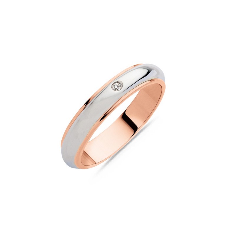 Alliance or blanc, or rose et diamant 0,02 carat
