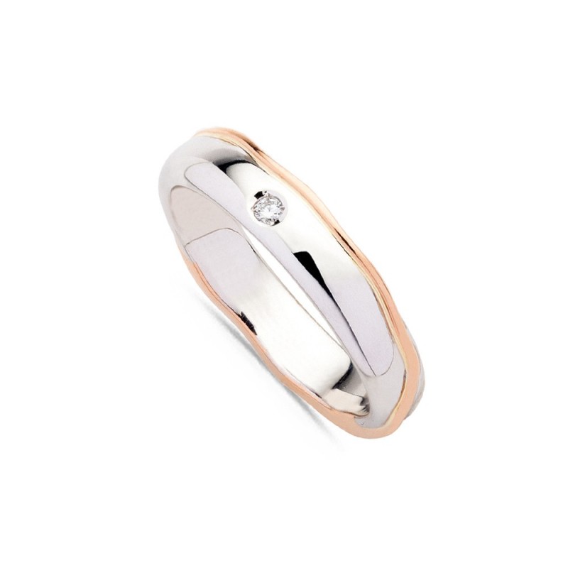 Alliance or blanc, or rose et diamant 0,02 carat