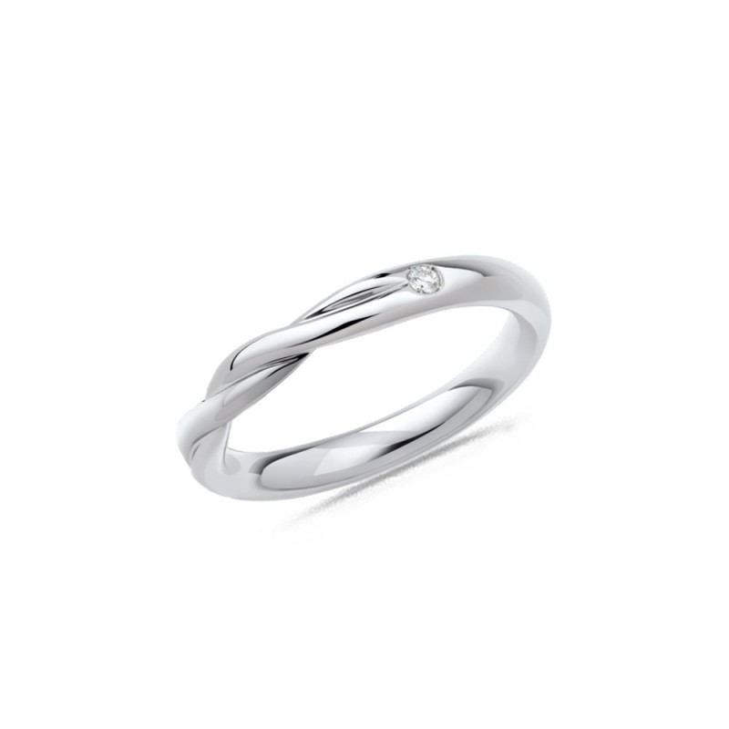 Alliance or blanc et diamant  0,04 carat