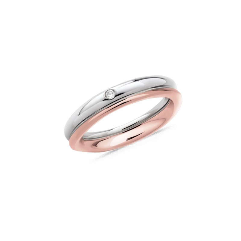 Alliance or blanc, or rose et diamant 0,04 carat