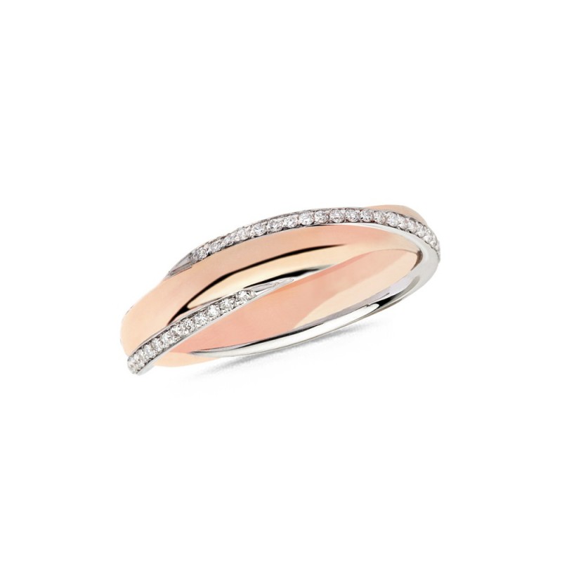 Alliance or blanc, or rose et diamant 0,27 carat
