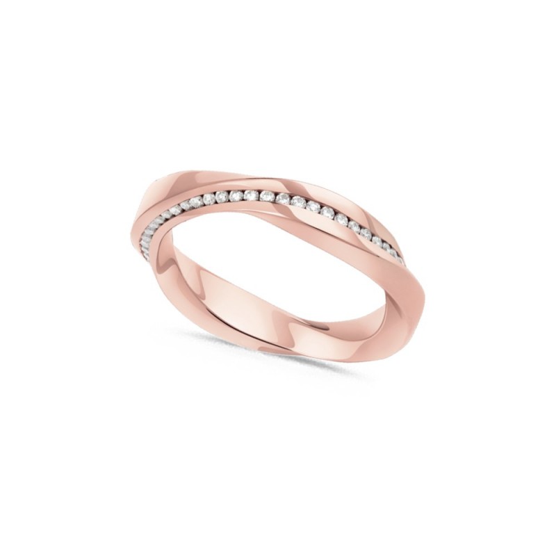 Alliance or rose et diamant 0,43 carat