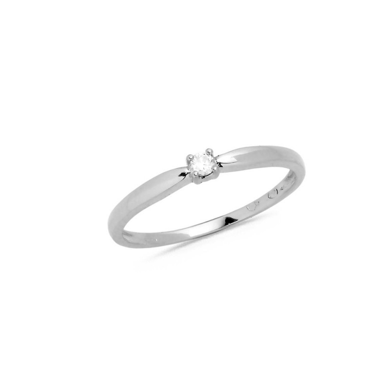 Bague Solitaire Diamant 0.03ct Serti 4 Griffes en Or Blanc Doigt 56