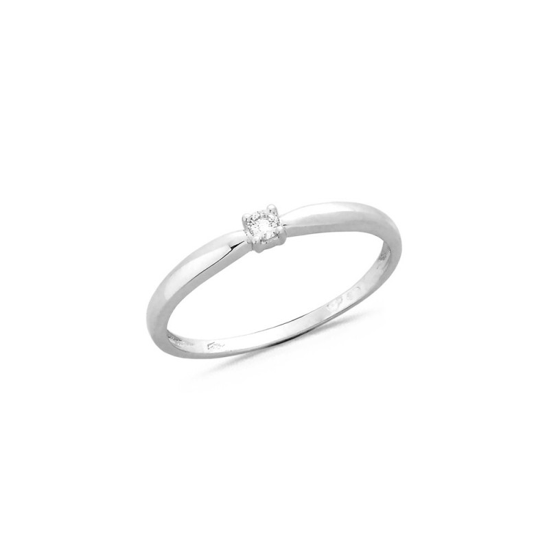 Bague Solitaire Diamant 0.05ct Serti 4 Griffes en Or Blanc Doigt 56
