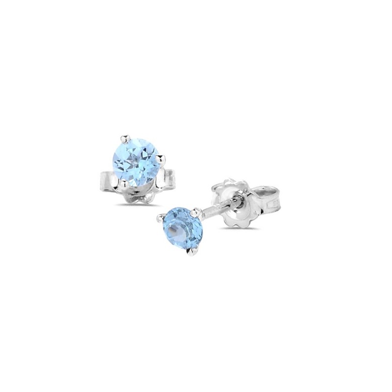 Boucles d'Oreilles Aigue-marines 1.06ct  Diam:5.50mm en Or blanc