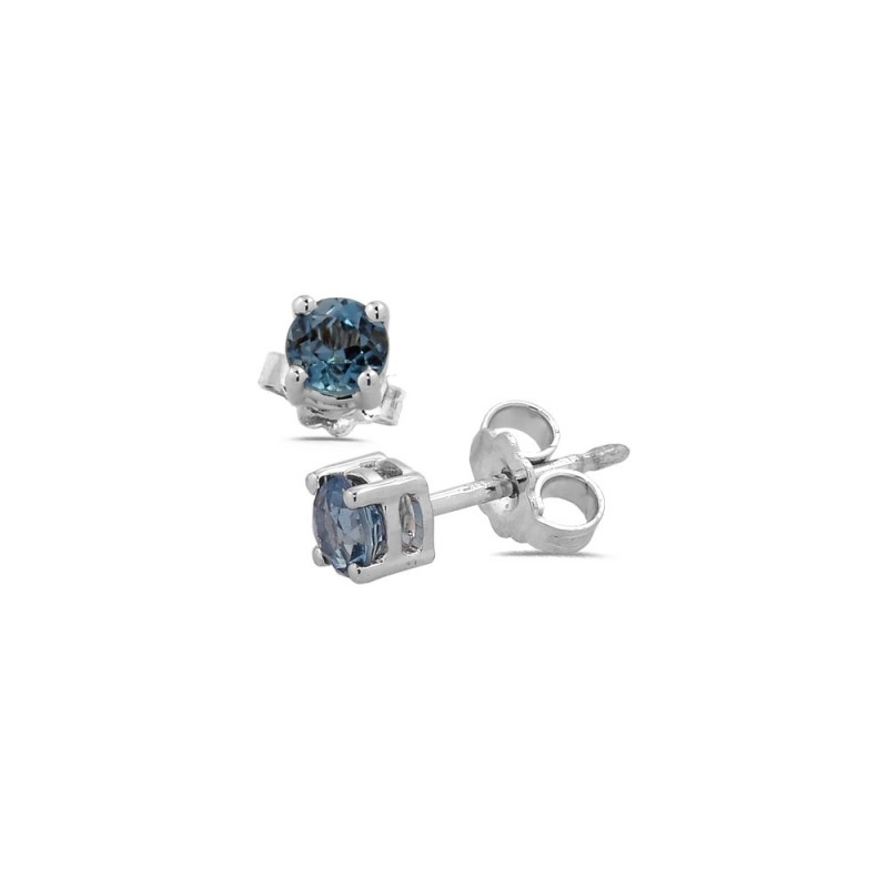 Boucles d'oreilles Topaze Blue London Diamètre : 4mm en Or Blanc