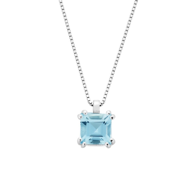 Collier en Or Blanc 750 mill. serti d'une Aigue Marine 0.97ct.