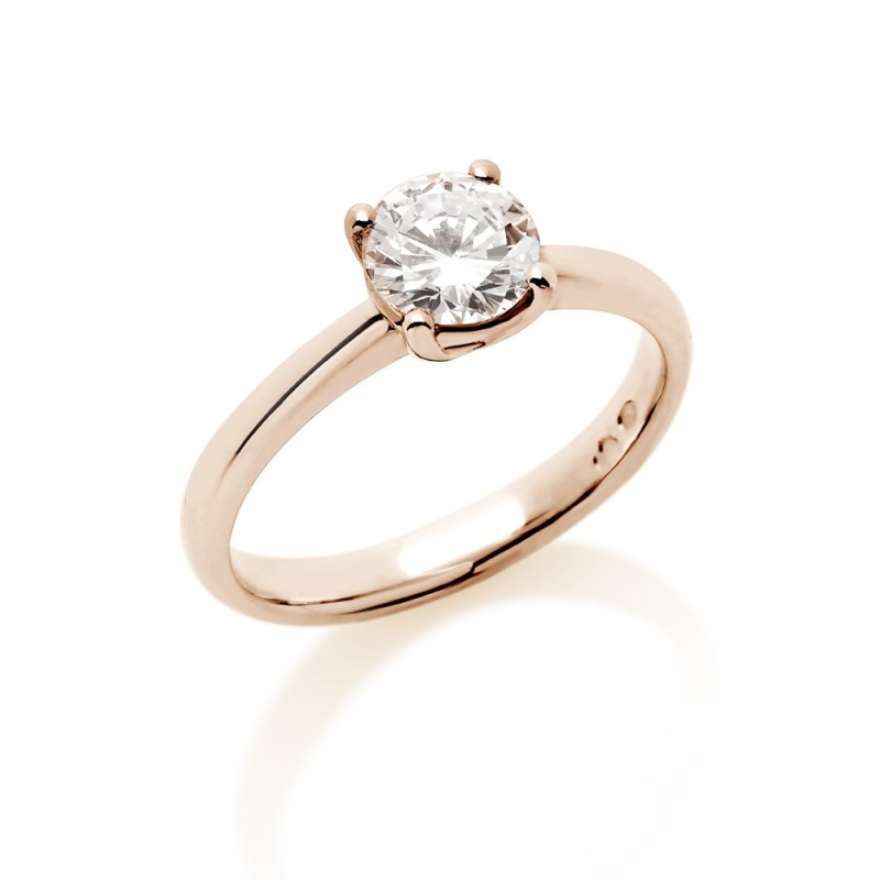 Bague solitaire Diamant en Or Rose Doigt 54  Diamant  0.89CT