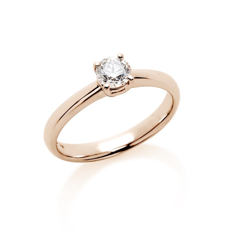 Bague solitaire Diamant en Or Rose Doigt 54  Diamant 0.45CT