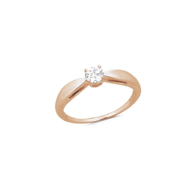 Solitaire Diamant 0.31ct en Or Rose Doigt 54
