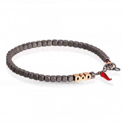 Bracelet Titane et Or 9K 1.03gr Diamant 0.01 ct