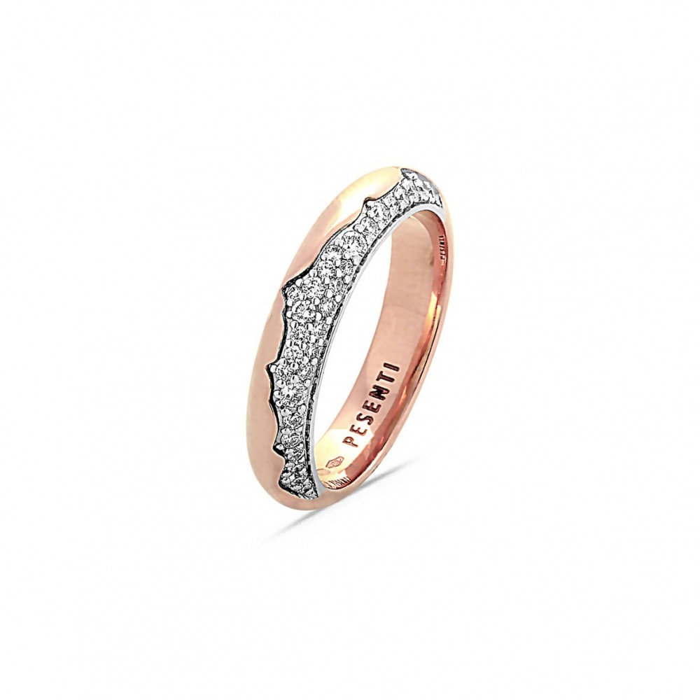 Alliance Pure Demi-Tour en Or Rose 750 mill. et Blanc 750 mill. sertie de Diamants 0.24ct.