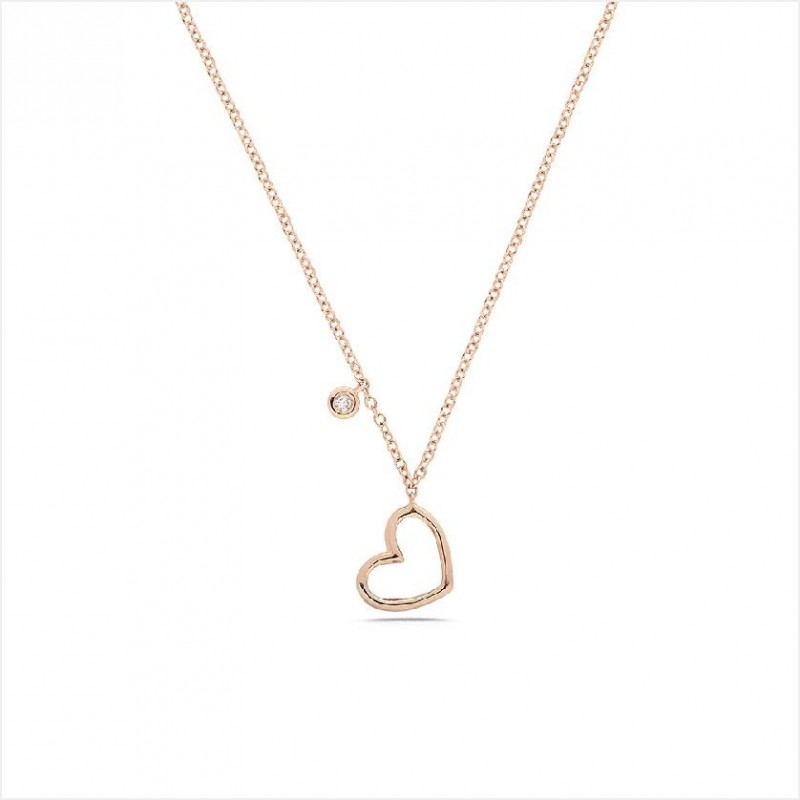 Collier Collection "La Délicatesse" avec Pendentif Coeur Ajouré en or Jaune et Diamant 0.02ct