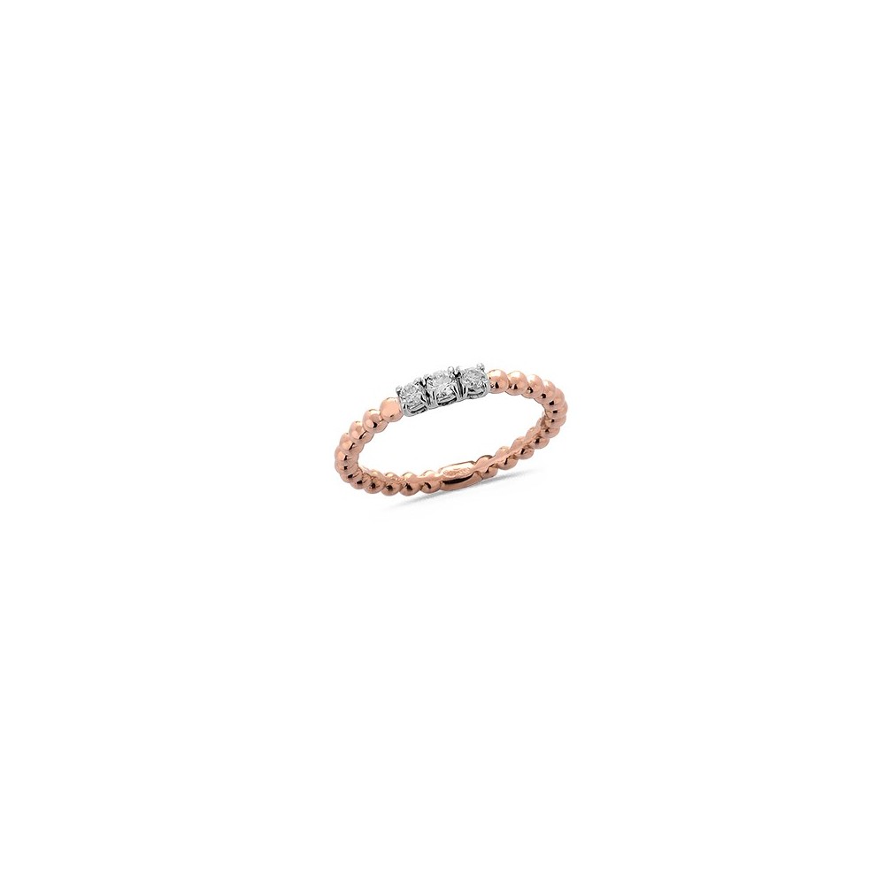 Bague Collection " La Délicatesse" en Or Rose avec Diamants (x3) 0.14ct Doigt dispo 53