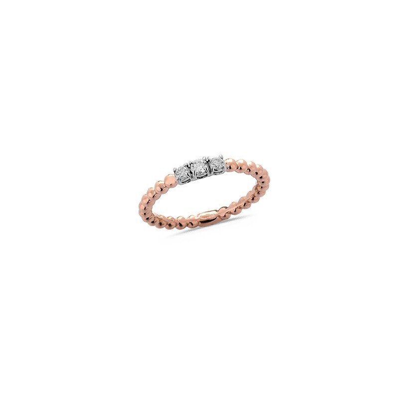 Bague Collection " La Délicatesse" en Or Rose avec Diamants (x3) 0.14ct Doigt dispo 53
